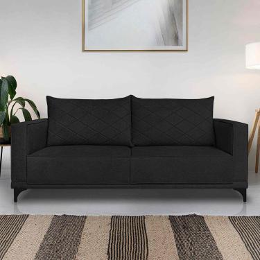 Imagem de Sofá Living 2 Lugares com Pés de Ferro Almofadas Soltas 160cm Neso Bouclê Preto G63 - Gran belo