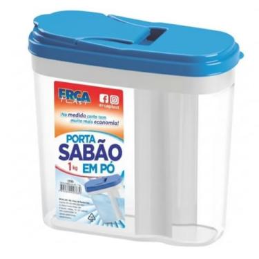 Imagem de Porta Sabão Dispenser Premium para Sabão em Pó 1kg com Tampa Azul– Organização Prática para Lavanderia