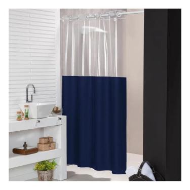 Imagem de Cortina Para Box Banheiro Impermeáve Cortina Box Azul Marinh