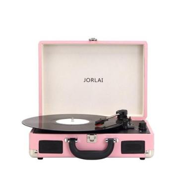 Imagem de Toca-discos de mala portátil JORLAI Bluetooth de 3 velocidades