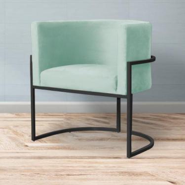 Imagem de Poltrona Decorativa Base Preta Luna Veludo - Straso Móveis, Veludo Acq