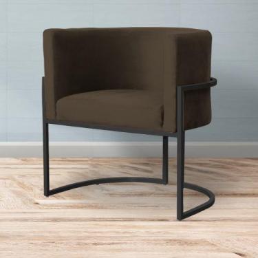 Imagem de Poltrona Decorativa Recepção Base Preta Luna Veludo - Straso Móveis, V