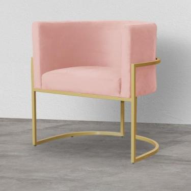 Imagem de Poltrona Decorativa Consultório Luna Veludo Base Dourada - Straso Móve