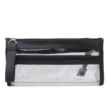 Imagem de Bolsa feminina transparente de PVC, leve, versátil, quadrada para uso diário casual, Preto, Small