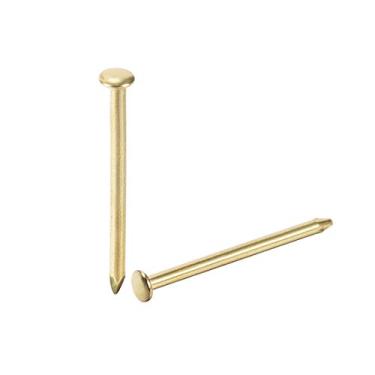 Imagem de Pregos pequenos de ferro 1,2 x 19 mm (DxL) para caixas de madeira decorativas DIY, acessórios, tom dourado, 200 peças