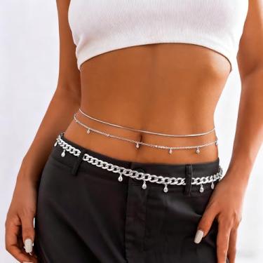 Imagem de Cinto feminino de corrente de ouro prateado – joia corporal, corrente de cintura de barriga, cinto de metal em camadas plus size para vestido, Medium, Metal não precioso, liga metálica, Sem Pedra