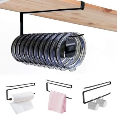 Imagem de Organizador de tampa de copo, suporte de toalha de papel pendurado embaixo do balcão, sem suporte de broca para cozinha, banheiro, pia despensa, geladeira