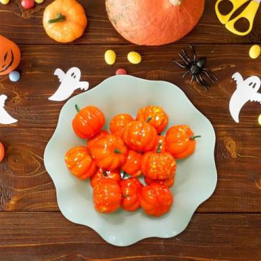 Imagem de 8 peças de enfeite de abóbora de Halloween, conjunto de mini abóboras, lembrancinha de festa laranja para decoração de mesa interna (mini)