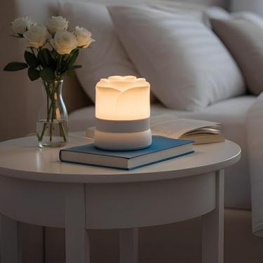 Imagem de Luz noturna com portas USB, lâmpada regulável para mesinhas de cabeceira, ótima como luz noturna para quarto (rosa branca)