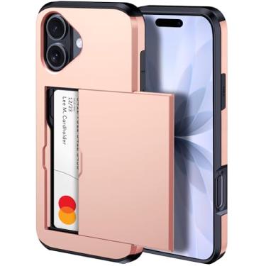 Imagem de harusaki Capa carteira para iPhone 17 com compartimento oculto para cartão - Capa para iPhone 17 compatível com carregamento sem fio com porta-cartões para mulheres e homens (ouro rosa)
