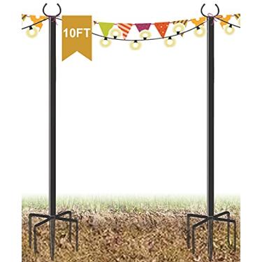 Imagem de Derkniel Suporte para poste de luz com cordão de 3 m para uso ao ar livre para gramado de jardim, globo ajustável para pendurar na parte externa da iluminação, 2 pacotes