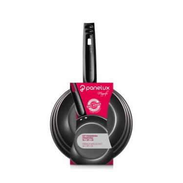Imagem de Kit de frigideiras francesas Rochedo Mag Antiaderente 16 cm, 20 cm e 24 cm, Grafite
