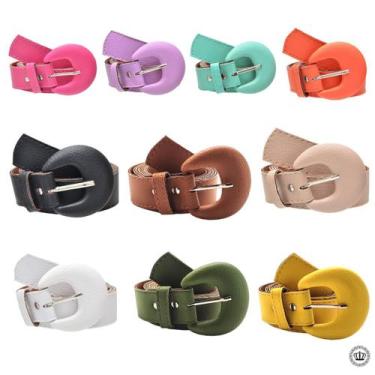 Imagem de Kit 3 Cinto de 3cm Fivela Meia Lua Moda Blogueira Plus Size - Doce Vin