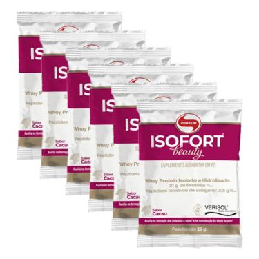 Imagem de Kit 6X: Isofort Beauty Whey Protein Cacau Vitafor 25g