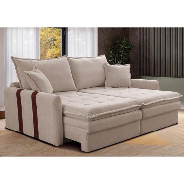 Imagem de Sofá Sem Caixa Retrátil 1,60m Soft Bonnie Boucle Cama Inbox Bege Claro