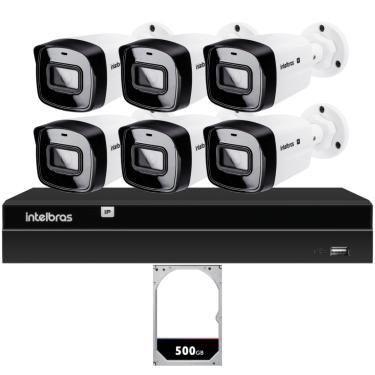 Imagem de Kit CFTV 6 Câmeras IP Intelbras NVD 1408P HD 500GB
