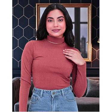 Imagem de Blusa Cacharrel Feminina Gola Alta Manga Comprida Segunda Pele Outono 