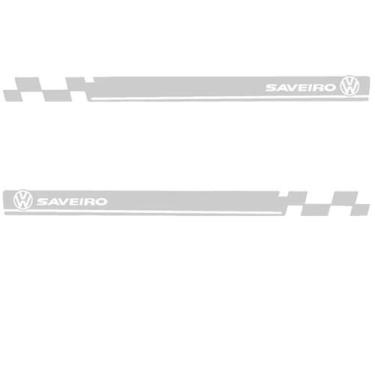 Imagem de Par Adesivo Faixa Lateral Saveiro G2 G3 G4 G5 G6 G7 - Prata - Jhow Ade