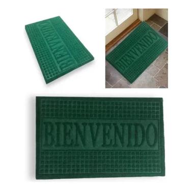 Imagem de Capacho Emborrachado Aveludado Entrada Portas De Loja Apartamento Tapete Pvc Bem Vindo Verde