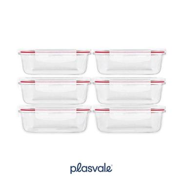 Imagem de Kit 06 Potes Vidro 370Ml Hermético Marmita Forno Micro-Ondas