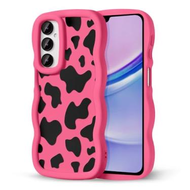 Imagem de CASBST Capa de telefone compatível com Galaxy A15 5G para mulheres e meninas, moldura ondulada encaracolada com estampa fofa, capa de telefone à prova de choque de silicone macio e estética para