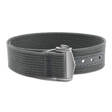 Imagem de ULLCHRO Pulseira de relógio de nylon de 20 mm e 22 mm de substituição de passagem única NATO, respirável, militar, para homens, pulseiras elásticas macias, Cinza, 22mm