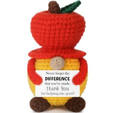 Imagem de Xinezaa Apple Gnome Crochet Gifts for Teachers Thank You for Instructor,Coach,Retirement,Graduation Gifts with You Made A Difference Card Handmade Teachers' Day for Teachers Appreciation