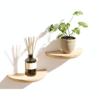 Imagem de Prateleiras de parede flutuantes QSqueen Solid Wood Half Round