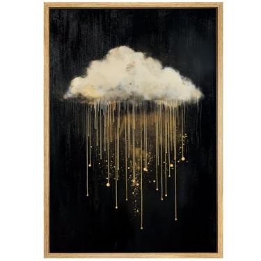 Imagem de Arte de parede Dark Academia Pictures Sky Rain Arte em ouro preto Arte Moody Nature Poster Impressão de paisagem gótica imagem nuvem escura pôster minimalista céu chuva nuvem pintura para sala de