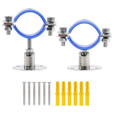 Imagem de AKIHISA Suporte de Tubo de Montagem Em Parede de 1-11/32", Suporte de Tubo de Aço Inoxidável Ajustável de 2 Peças, Faixa de Grampo de 32-34 Mm (30-50 Mm)