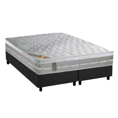 Imagem de Cama Box King: Colchão Molas Castor Pocket Premium Gel + Base Crc Suede Gray(193X203)