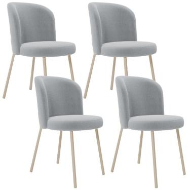 Imagem de Kit 04 Cadeiras Para Sala De Jantar Cozinha Estofada Gavi Arena L02 Bouclê Cinza - Lyam Decor