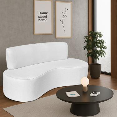 Imagem de Sofá Curvo 3 Lugares Sala De Estar Recepção Escritório Amsterdã 180cm Corano - Amarena Móveis Cor Branco