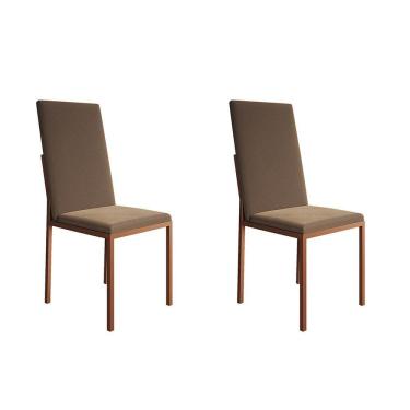 Imagem de Kit 2 Cadeiras De Jantar Estofadas Mônaco Premium Cobre E Marrom - Cor: Preto