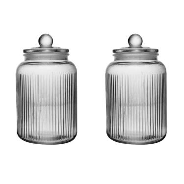 Imagem de Conjunto de 2 Potes Herméticos de Vidro Canelado 1,6L Essência Lyor