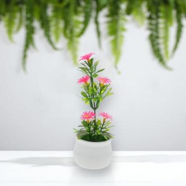 Imagem de Generic 1 peça de plantas artificiais 7 estrelas mini girassol arranjo artificial plástico rosa vermelha 7 x 7 x 15 cm