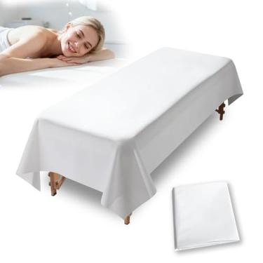 Imagem de Lençóis de mesa de massagem à prova d'água, tapete de cera de PVC à prova de óleo, 221 cm x 129,5 cm, capa de mesa de massagem reutilizável, capa de cama de massagem fácil de limpar, tapete de cera