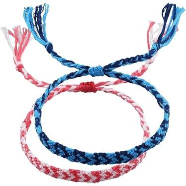 Imagem de 2 pulseiras de coração da amizade, pulseiras de corda ajustável para casais, pulseiras combinando para amigos, pulseiras trançadas, presentes distantes para amigos, almas gêmeas, aniversário