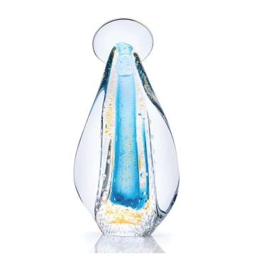 Imagem de Imagem Nossa Senhora Santa Pequena Azul Gold Ouro 24k Cristal Murano São Marcos 21x12cm