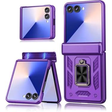 Imagem de Capa para Samsung Z Flip 6, proteção resistente a choques, nível militar, com suporte magnético (para Samsung Z Flip 6/roxa)