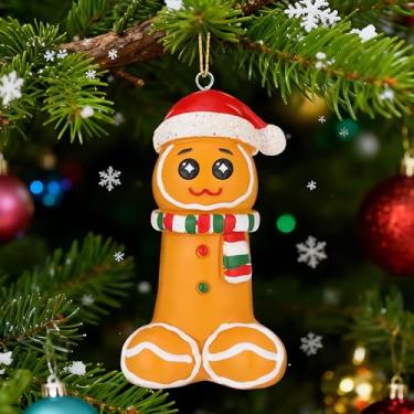 Imagem de ElectricWise Enfeites de Natal engraçados de gengibre, decoração de árvore de Natal impertinente para adultos, presente de mordaça de elefante branco novidade de resina, enfeite exclusivo de Natal