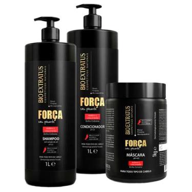 Imagem de Kit Bio Extratus Força Com Pimenta Shampoo Condicionador Máscara 1kg