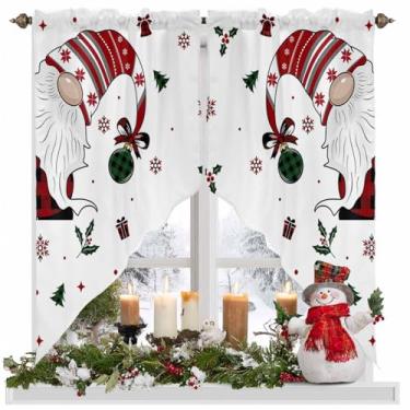 Imagem de Merry Christmas Swag Valances Short Swag Topper para janelas Samll, 61 x 91 cm, par de cortinas de filtragem de luz para quarto, sala de estar e sala de jantar, decoração de janela, floco de neve