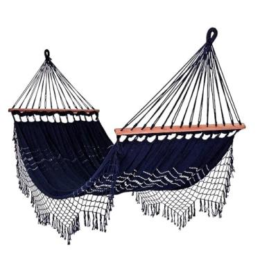 Imagem de Rede Grande de Dormir Americana com Madeira (Azul Marinho)