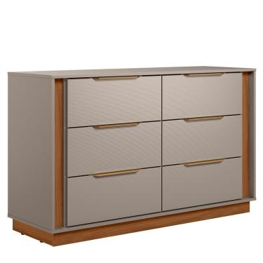 Imagem de Cômoda Giardino 6 Gavetas Nogueira Touch Nude Prime Tx Demóbile