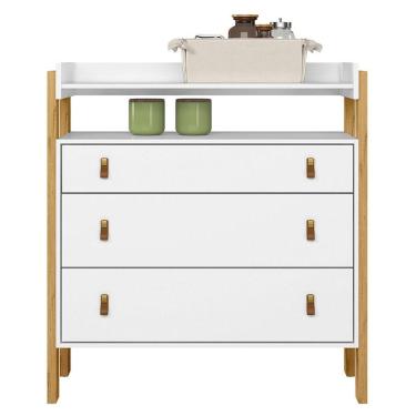 Imagem de Cômoda Infantil 3 Gavetas Com Nicho Fantasia Branco