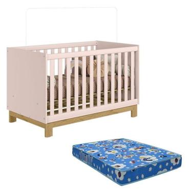 Imagem de Berço Americano 4315 Slim Rosa Acetinado Com Colchão Tend Tudo - Qmovi