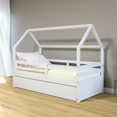 Imagem de Bicama Casinha Solteiro Slim Rb Com Grade De Proteção Branco Housin