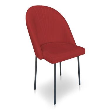Imagem de Cadeira De Jantar Virginia Sued Vermelho Pés De Ferro Preto Dclasse Decor
