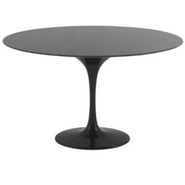 Imagem de Mesa De Jantar Tulipa Saarinen Redonda 120 Cm Tampo Laca Preta + Vidro Base Preta Cor Preto